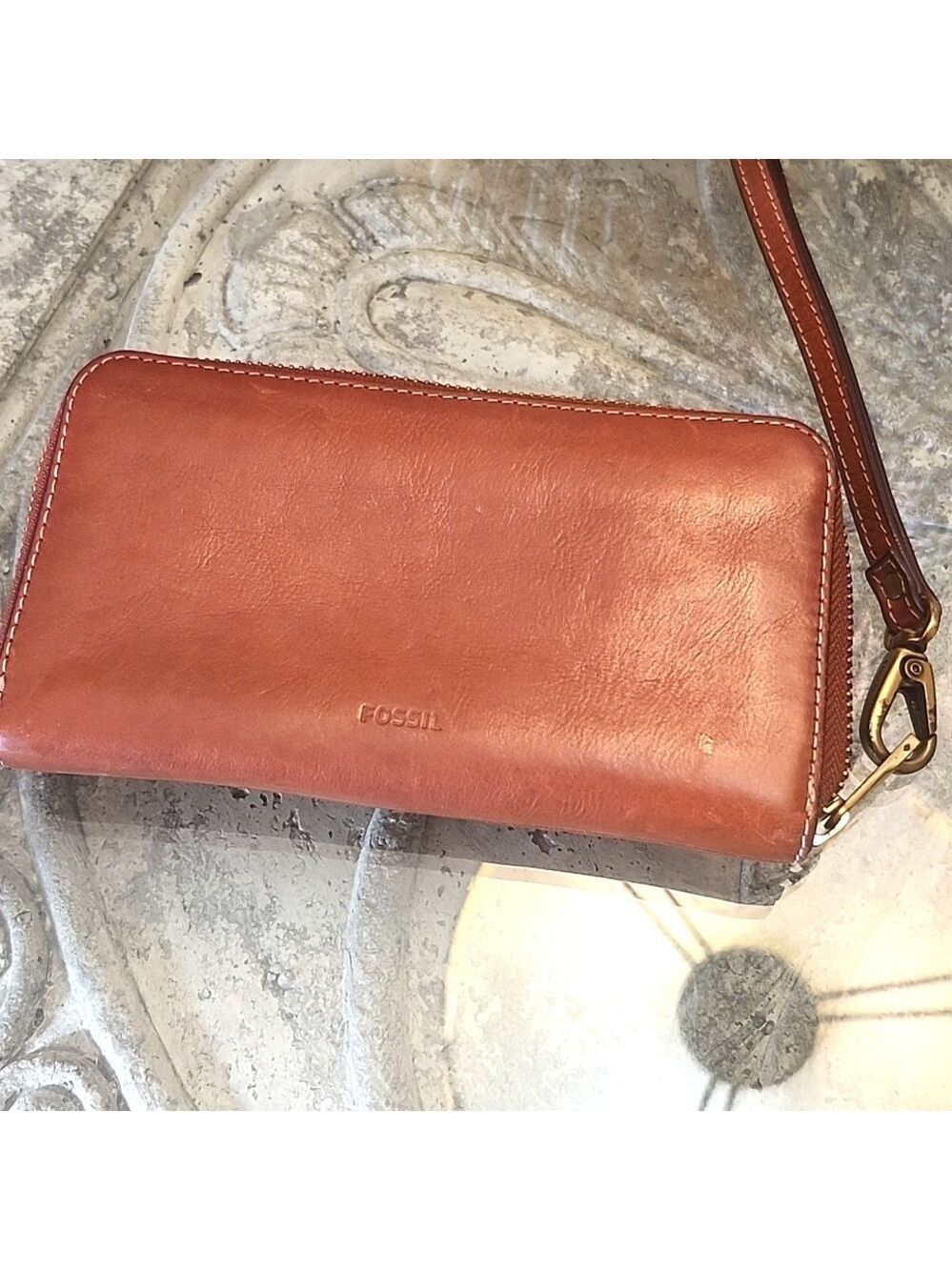 Fossil Brown Leather Wristlet